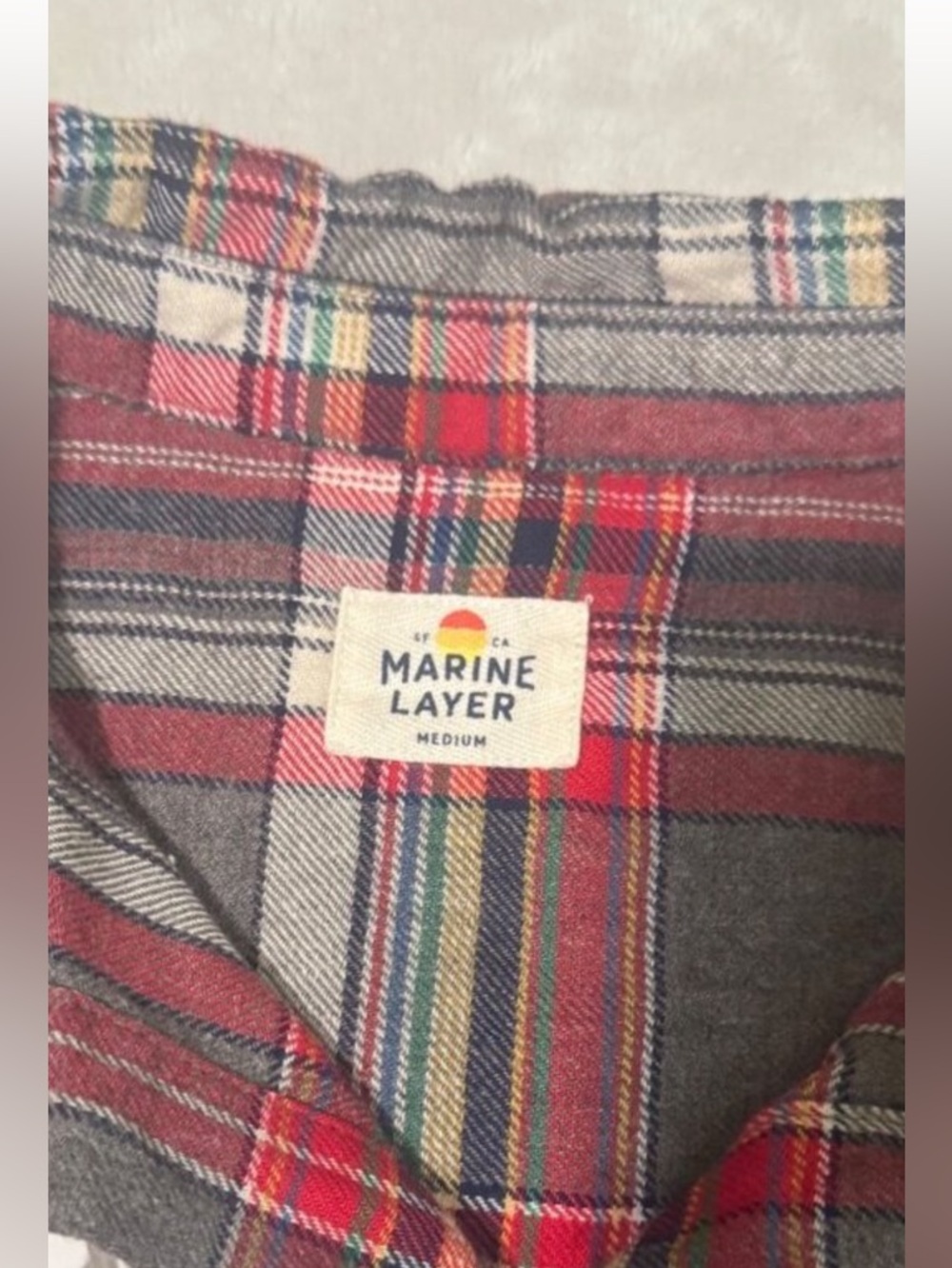 Marine Layer Rainbow Plaid Flannel - Red, Gray & Green